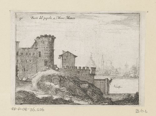 Bouwwerken te Rome, nabij de Porta del Popolo by Giovanni Battista Mercati