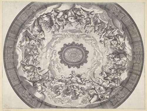 Koepeldecoratie met aanbidding van het Lam Gods