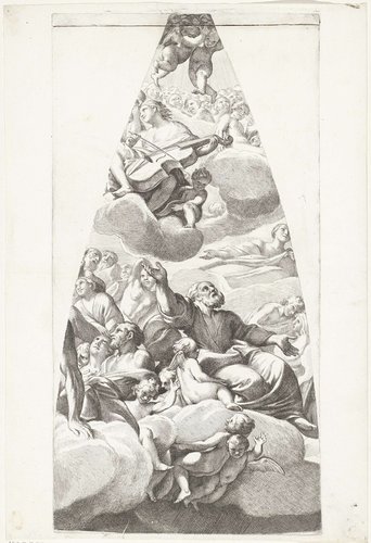 De heilige Jozef en andere heilige met cellospelende engel