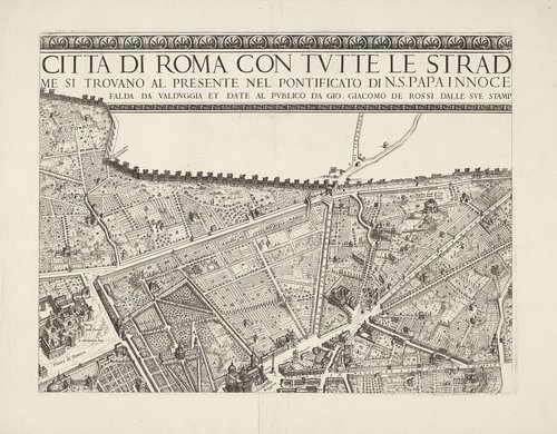 Nuova piante et alzata della città di Roma con tutte le strade piazze et edificii (...)
