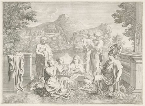 Achilles door Odysseus herkend temidden van de dochters van Lycomedes