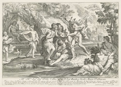 Mercurius geeft Bacchus aan de nimfen van Nysa