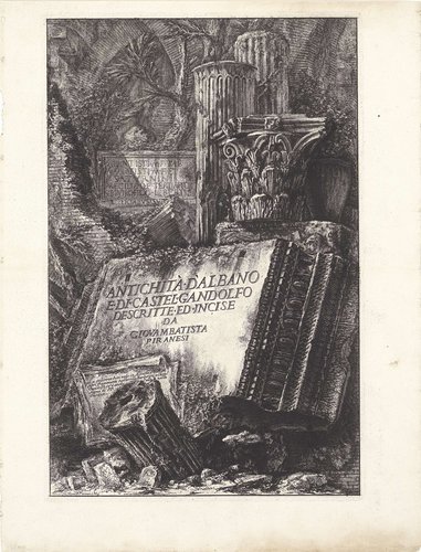 Titelprent met resten van een tempel met titel by Giovanni Battista Piranesi