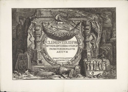Frontispice met een groep ornamentele wandfragmenten by Giovanni Battista Piranesi