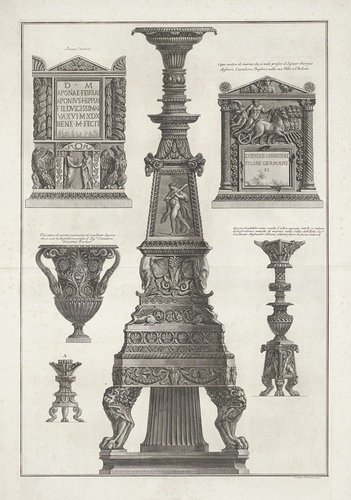 Vasi, candelabri, cippi, sarcofagi, tripodi, lucerne, ed ornamenti antichi disegn. ed incisi dal cav. Gio. Batta Piranesi by Giovanni Battista Piranesi