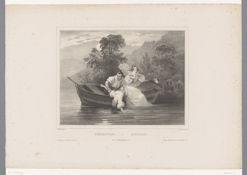 Drie mensen in een boot halen een verdronken meisje uit het water