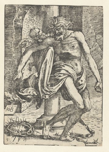 Christus met passiewerktuigen ondersteund door een engel