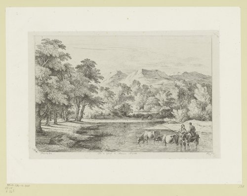 Landschap met figuren bij een doorwaadbare plaats by Jean Jacques de Boissieu
