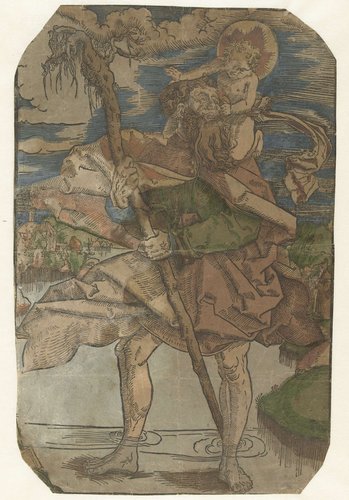 Christoffel draagt het Christuskind over rivier by anonymous