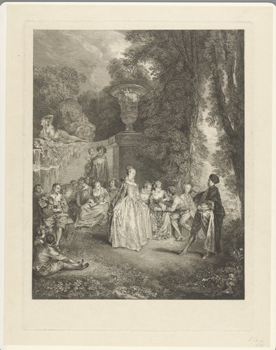 Galant gezelschap in een tuin