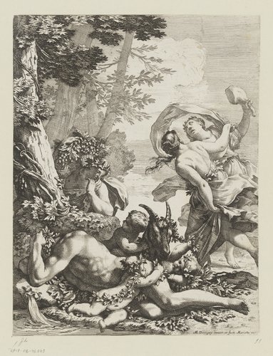 Rustende bacchant met putti, geit en vrouwelijke bacchanten