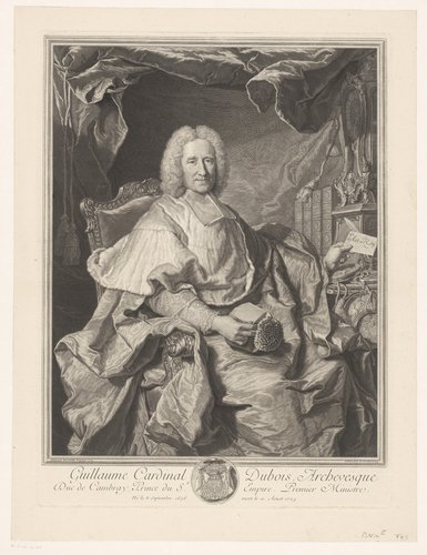 Portret van Guillaume Dubois in zijn studeervertrek