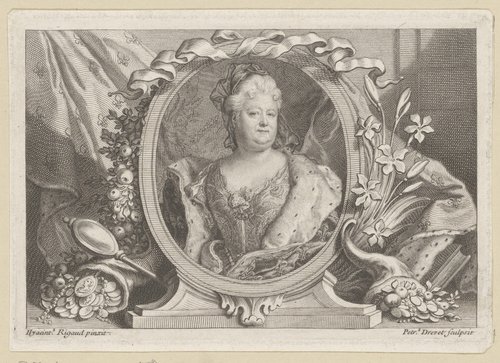 Portret van Elisabeth Charlotte van Orléans in ovalen lijst