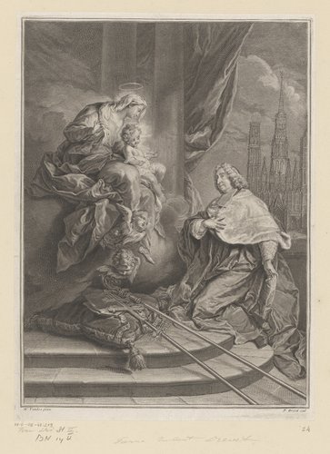 Louis de La Vergne de Tressan in aanbidding voor Maria en Christuskind