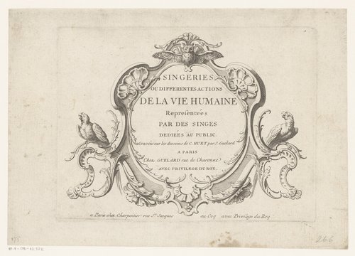 Titelprent met cartouche met vogels
