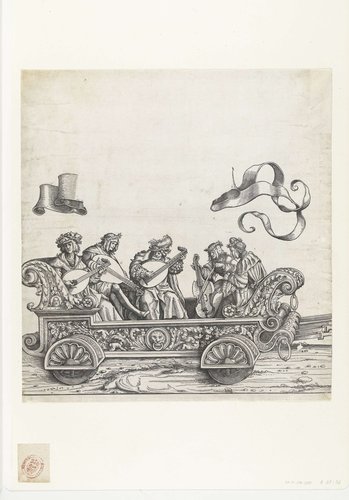 Triomfwagen met luitspelers en viola da gambaspelers