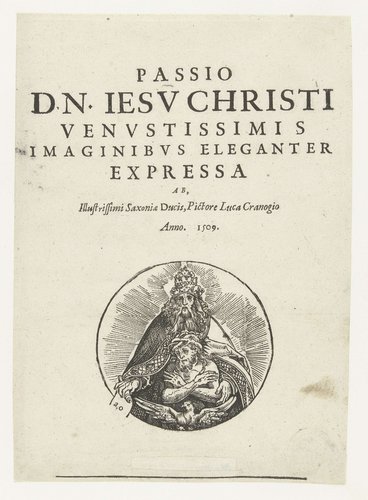 Titelpagina met tekst en Drieëenheid