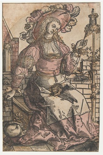 Spinnende vrouw by Lucas van Leyden