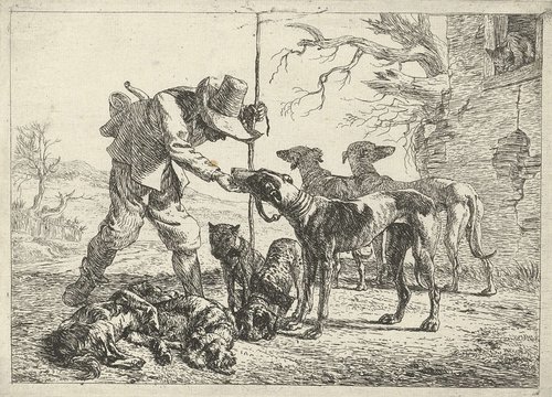 Jager met zeven honden