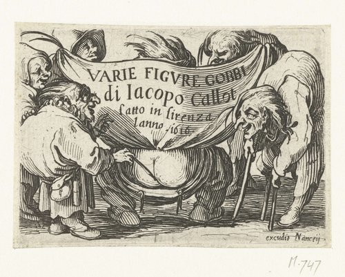 Titelblad voor prentserie 'Diverse gebochelden'/'Varie figure gobbi di Jacopo Callot' by Jacques Callot