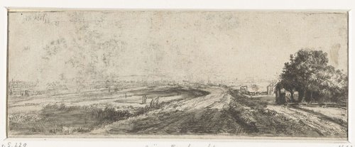 Landschap met een weg over een dijk