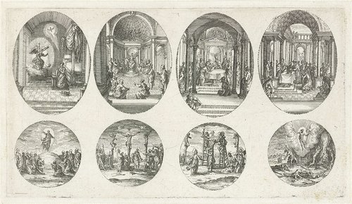Vier scènes uit het leven van Maria en vier Passiescènes: Annunciatie by Jacques Callot