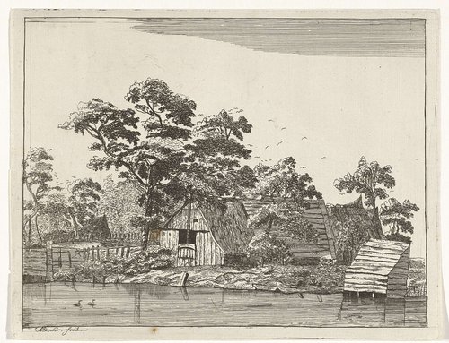 Huizen aan een vijver