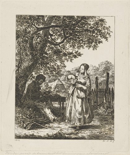 Man en vrouw voor een boerenhoeve