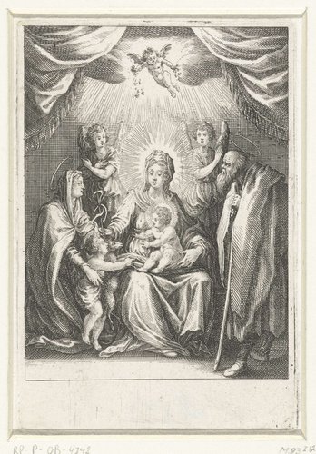 De Heilige Familie met Elizabeth en Johannes de Doper by Jacques Callot