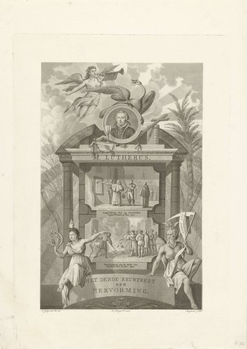 Portret van Luther met allegorische figuren