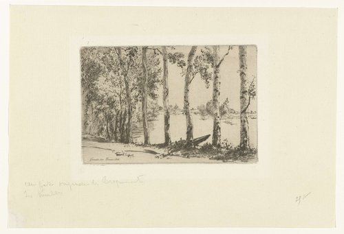 Berken op oever van de Seine by Félix Bracquemond