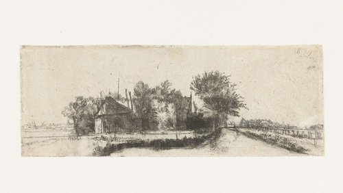 Landschap met een kanaal en hek