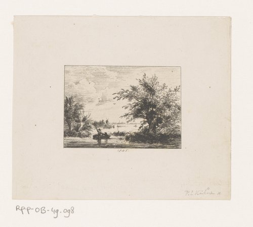 Landschap met roeiboot op het water