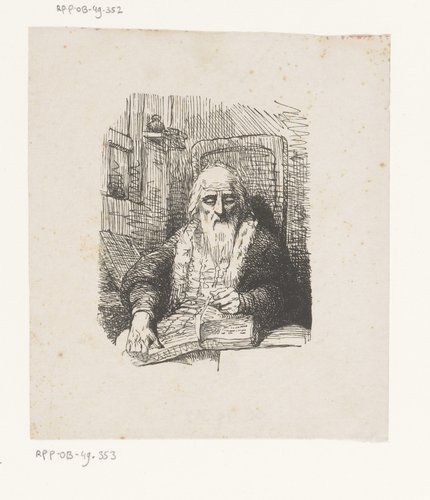 Oude man leest een boek