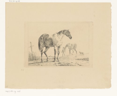 Landschap met paarden en een ruiter
