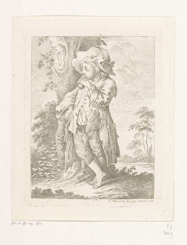 Bedeljongen bij de boom