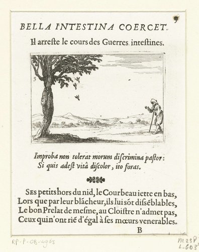 Een raaf werpt jongen uit zijn nest by Jacques Callot