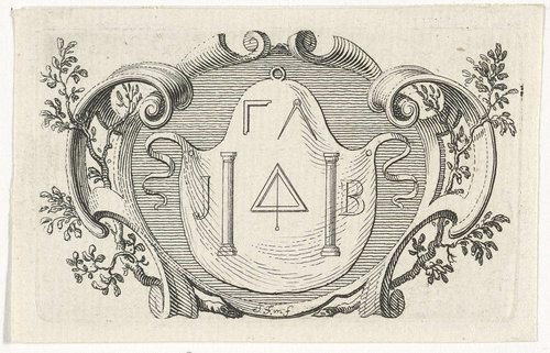 Vignet met pilaren en meetinstrumenten