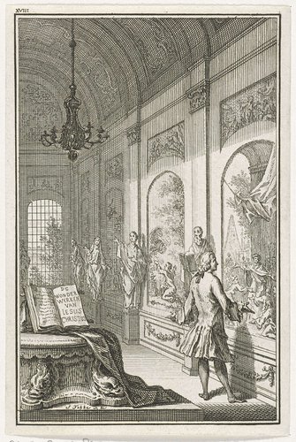 Man bekijkt wandschildering