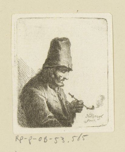 Man met pijp en hoge muts by Johann Andreas Benjamin Nothnagel