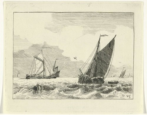 Binnenwater met zeilschepen