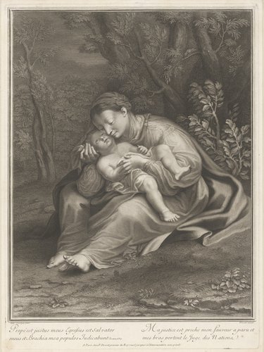 Maria met kind in een landschap