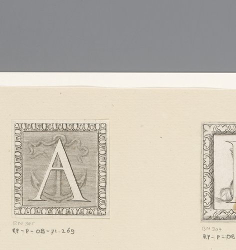 Letter A met anker by Claude Mellan