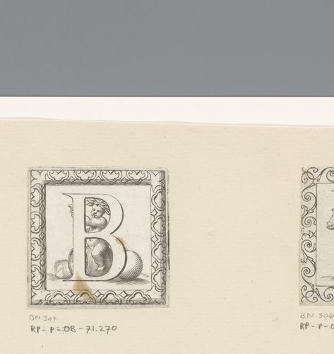 Letter B met jonge bacchant by Claude Mellan