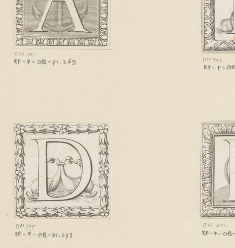 Letter D met twee dolfijnen by Claude Mellan
