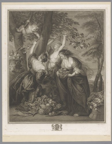 Drie gratiën bij een appelboom