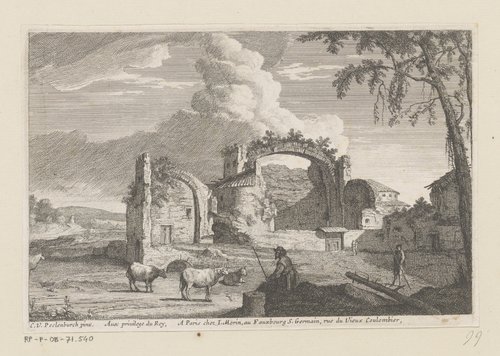 Italiaanse landschappen met ruïnes