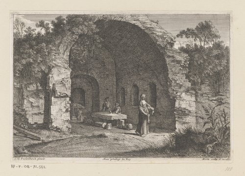 Italiaanse landschappen met ruïnes