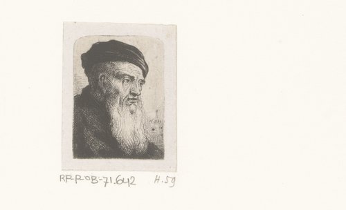 Kop van man met baard en muts