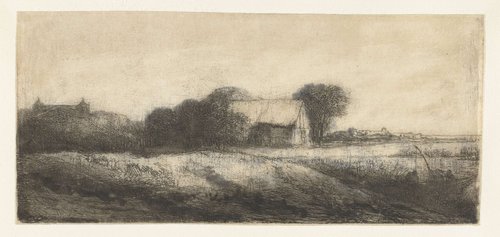 Landschap met een hengelaar in een boot